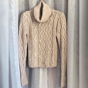 Moda International cable knitted sequined sweater